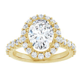 14K Gold Oval Cut Diamond Halo Engagement Ring – Timeless Elegance